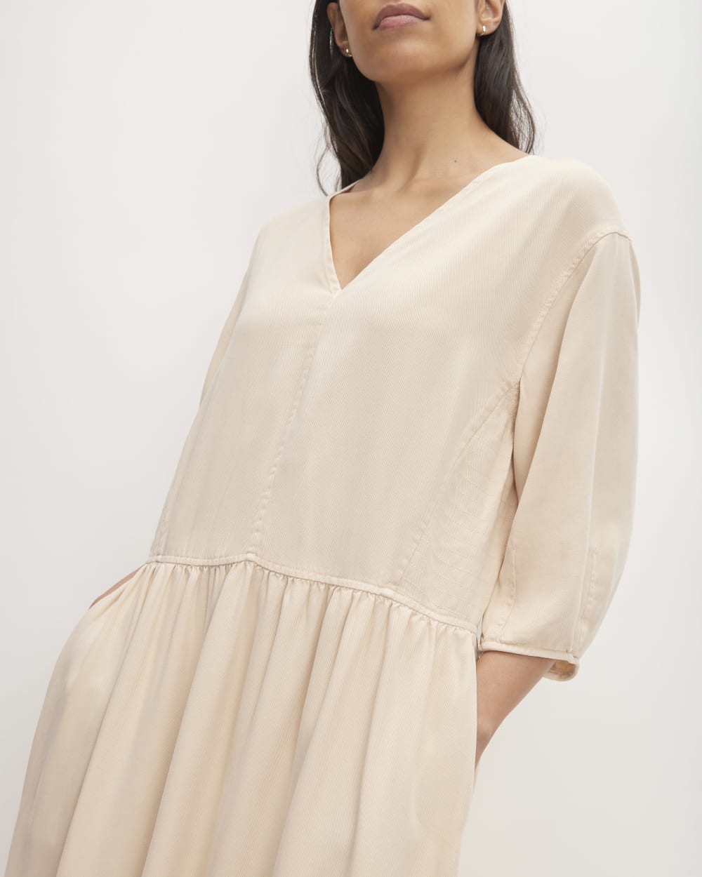 The TENCELåä? Puff-Sleeve Dress | Whisper Pink