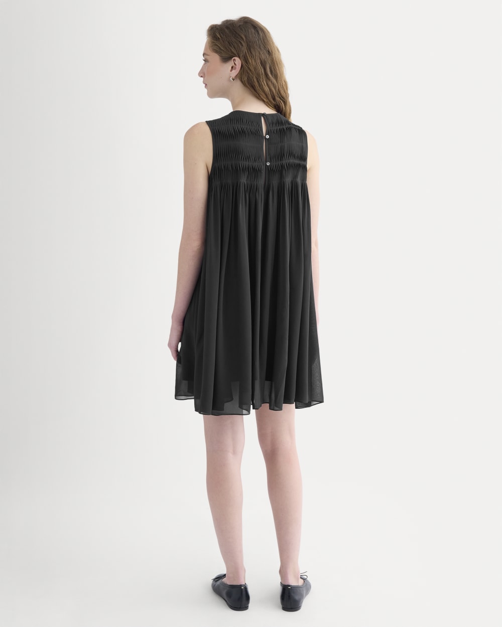 Twisted Pleated Mini Dress in Silk Georgette | Black