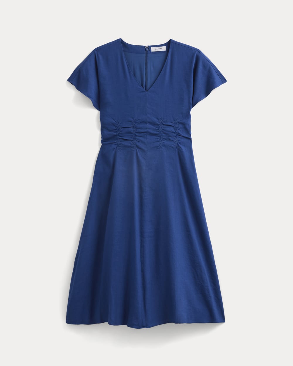 Cinched Dress in Stretch Linen | Estate Blue