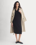 Relaxed V-Neck Midi Sweater Dress in Cotton Merino | Black