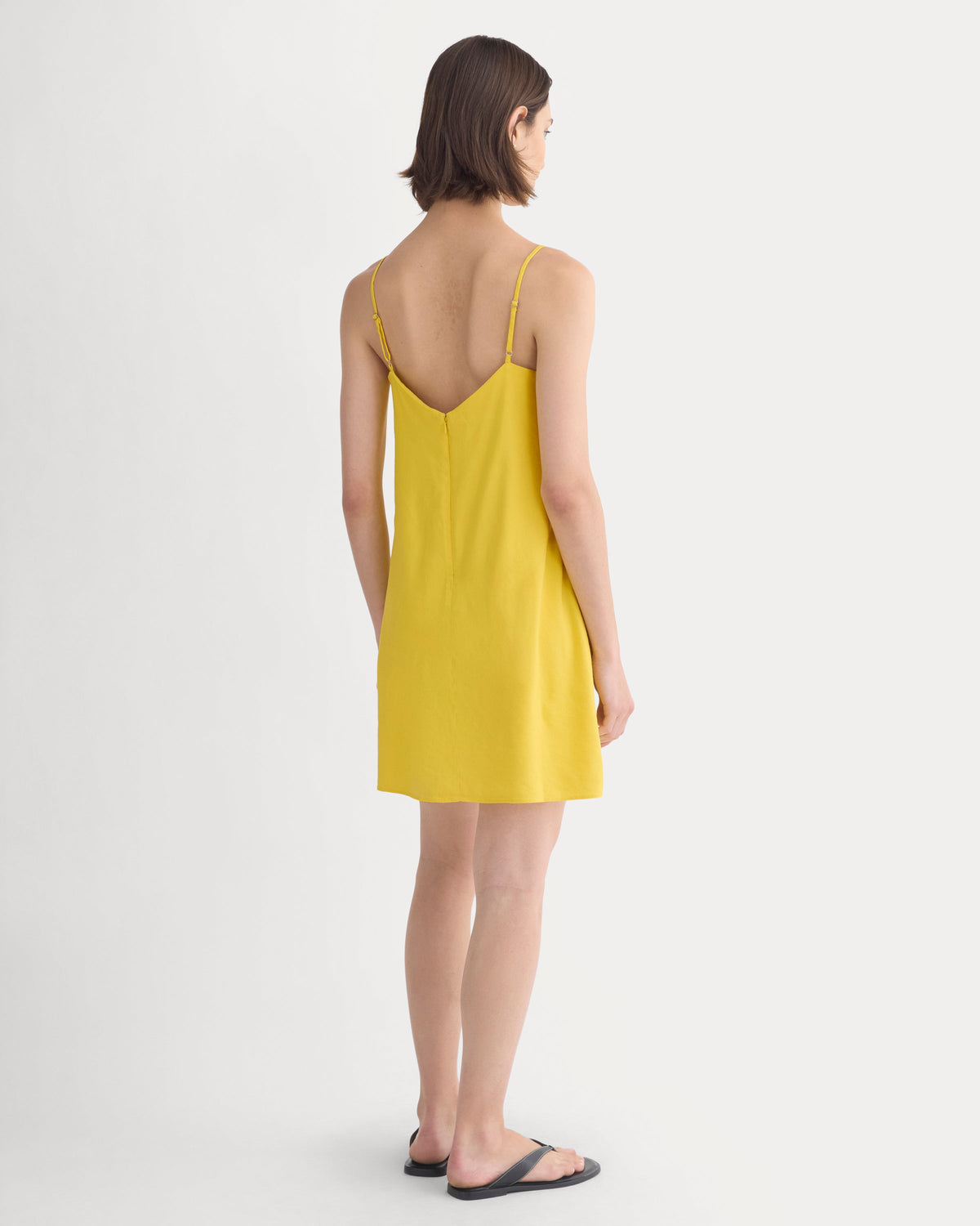 Mini Shift Dress in Stretch Linen | Passion Fruit