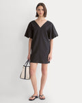 Bubble-Sleeve Mini Dress in Cotton Silk Voile | Black