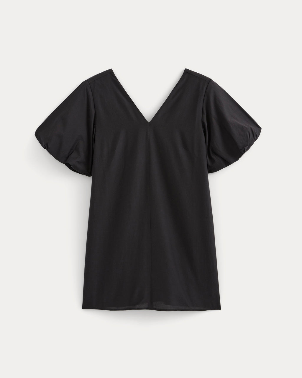 Bubble-Sleeve Mini Dress in Cotton Silk Voile | Black