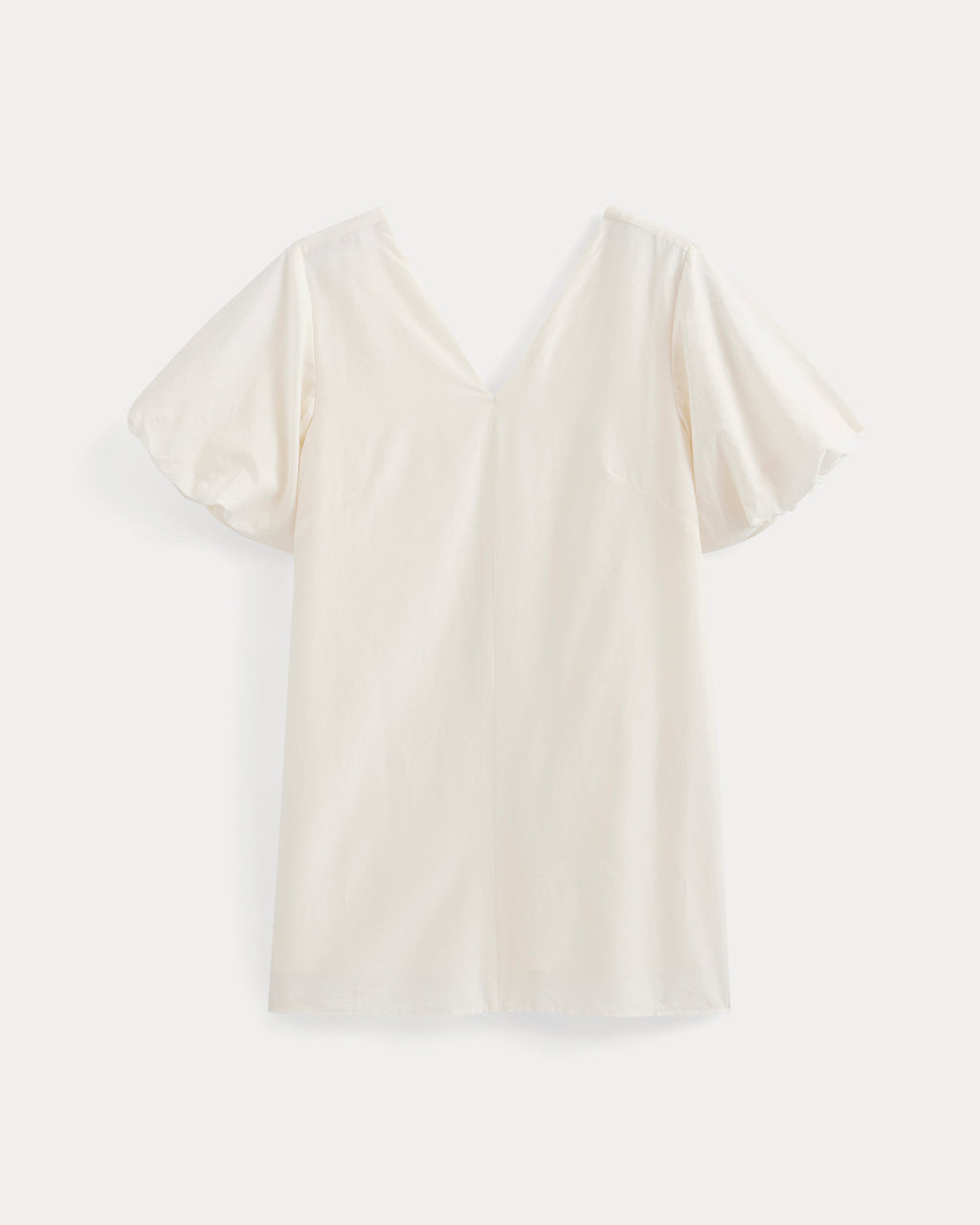 Bubble-Sleeve Mini Dress in Cotton Silk Voile | Bone