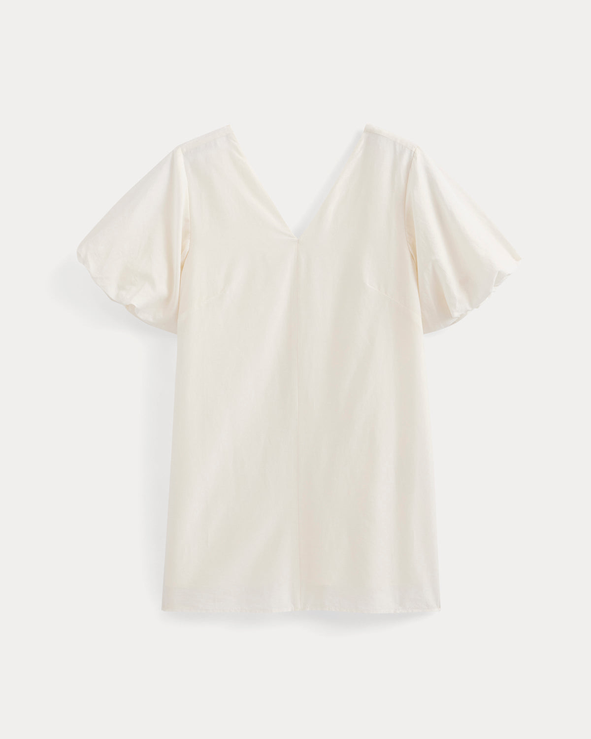 Bubble-Sleeve Mini Dress in Cotton Silk Voile | Bone