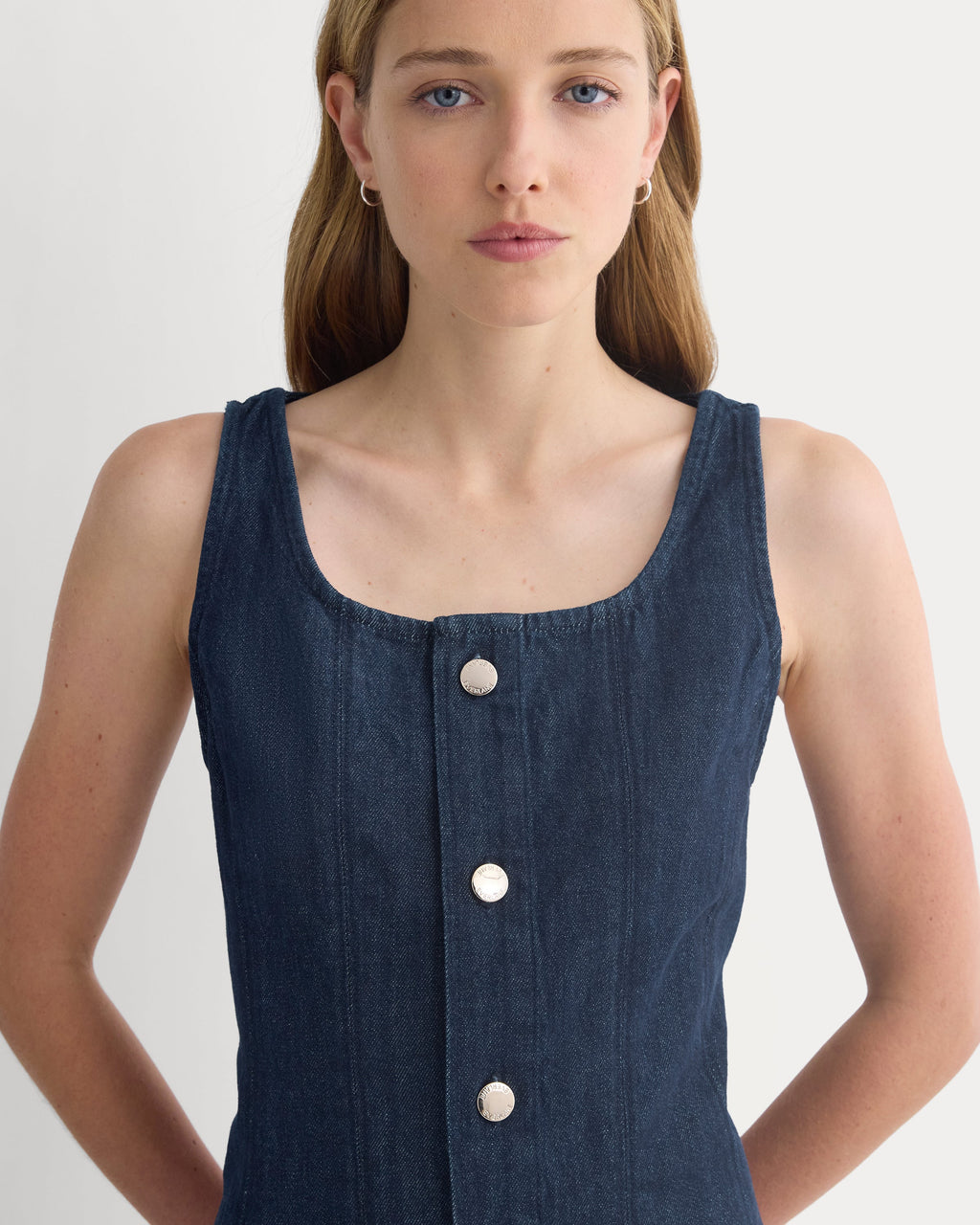 Denim Button-Front Mini Dress | Tungsten Rinse