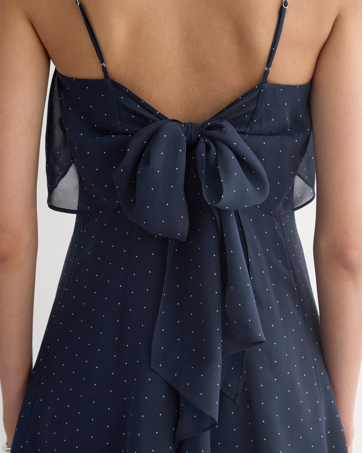Scarf-Tie Mini Dress in Silk Georgette | Men's Navy/Birch