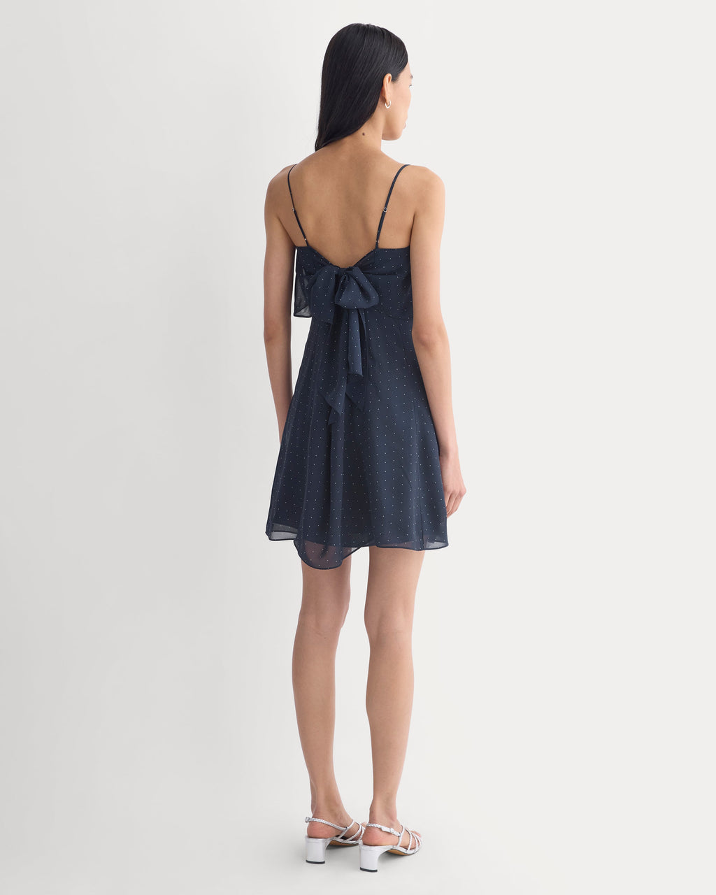 Scarf-Tie Mini Dress in Silk Georgette | Men's Navy/Birch