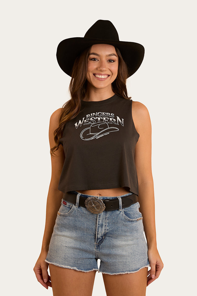 Chasing Cowboys Womens Crop Muscle Tank
