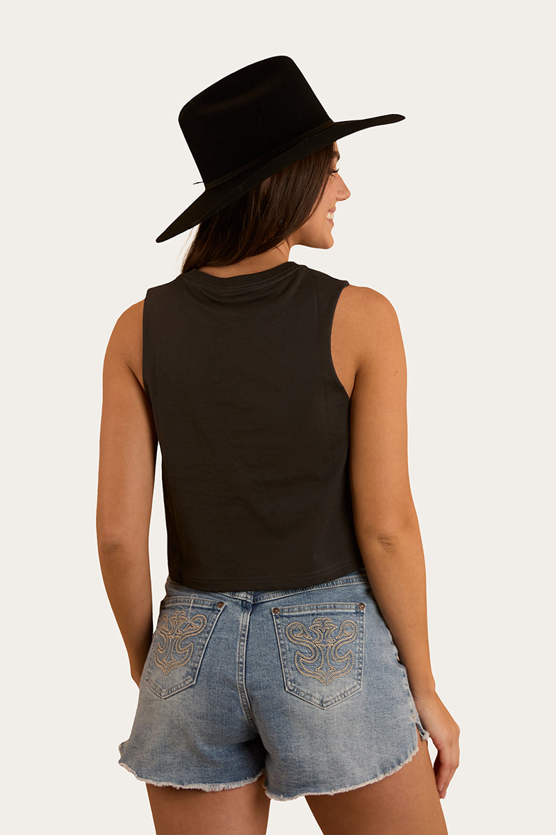 Chasing Cowboys Womens Crop Muscle Tank