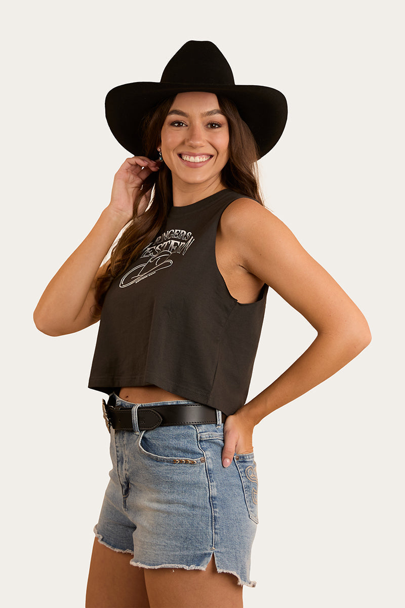 Chasing Cowboys Womens Crop Muscle Tank