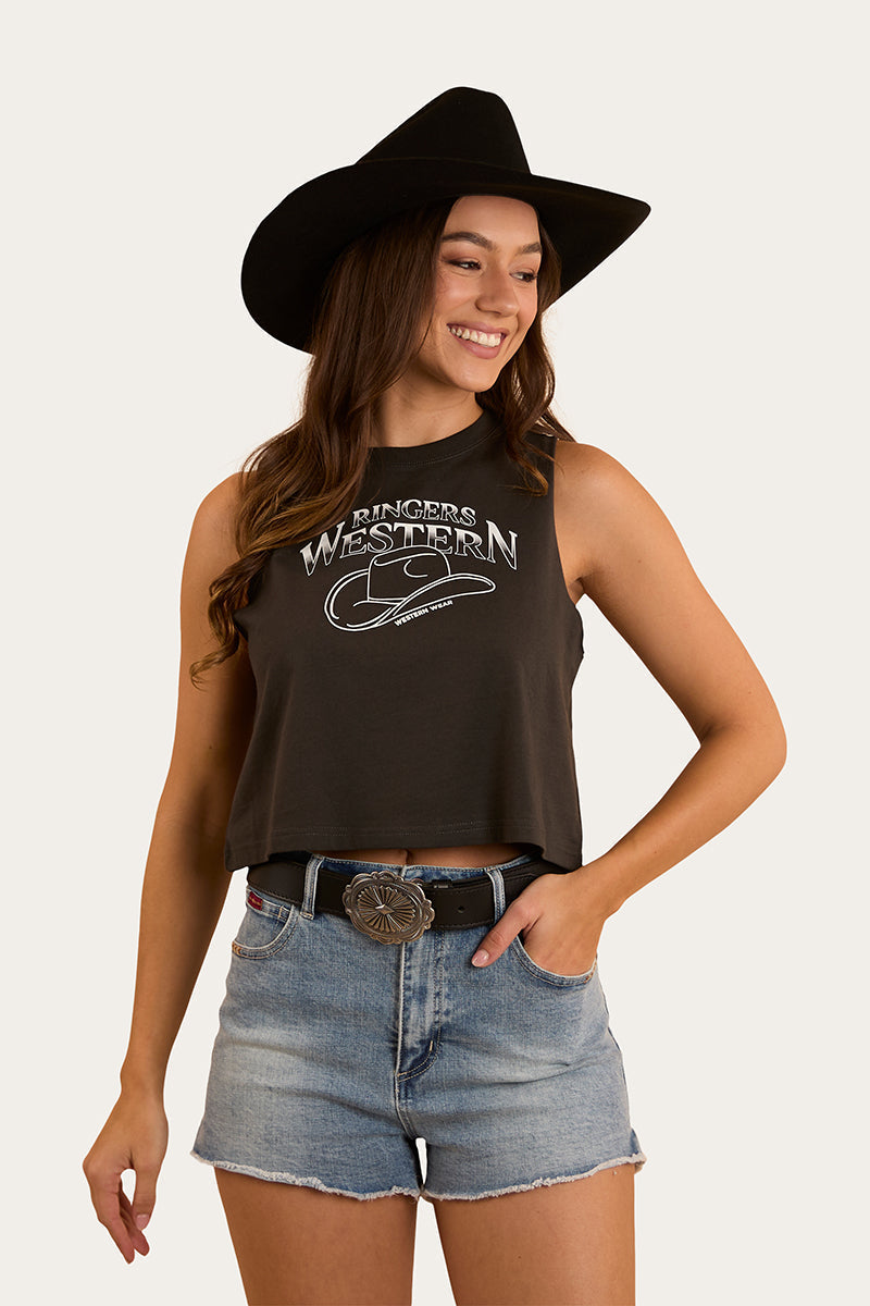 Chasing Cowboys Womens Crop Muscle Tank