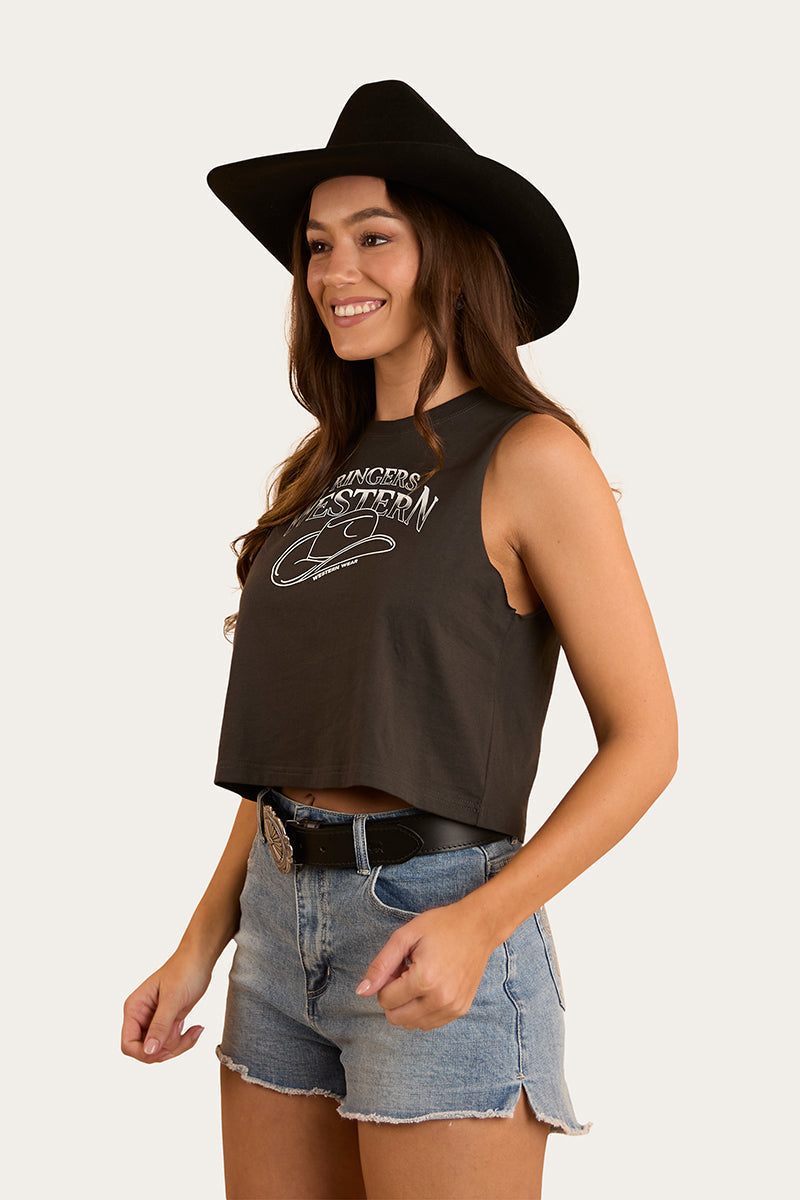 Chasing Cowboys Womens Crop Muscle Tank