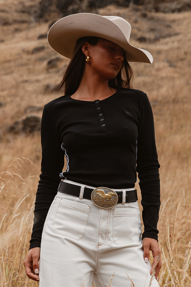 Laila Womens Long Sleeve Rib Top