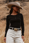 Laila Womens Long Sleeve Rib Top