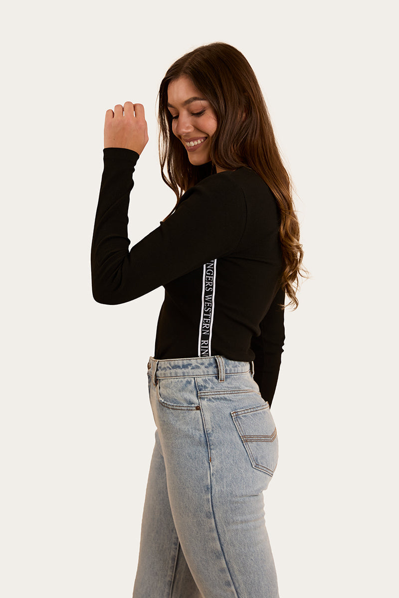 Laila Womens Long Sleeve Rib Top