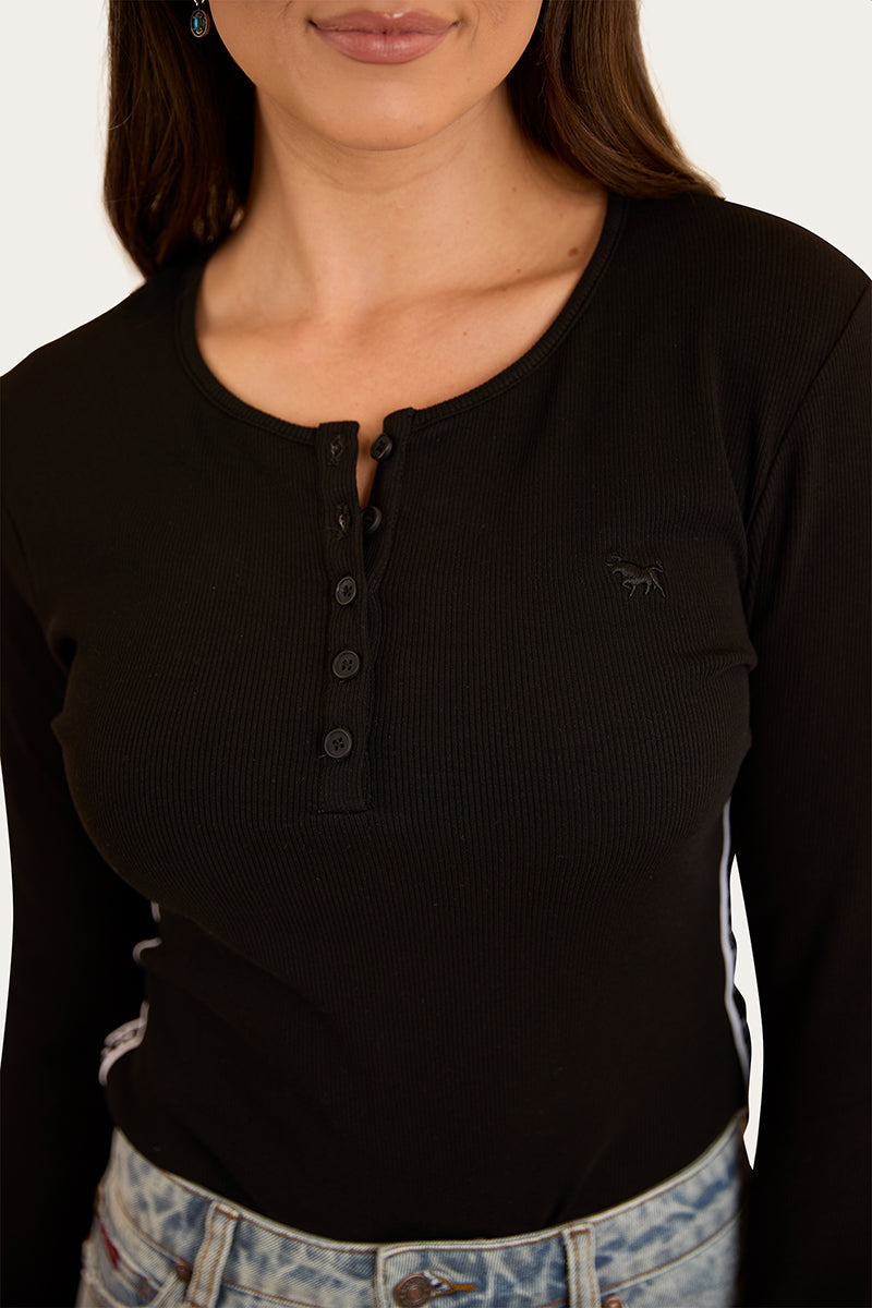 Laila Womens Long Sleeve Rib Top