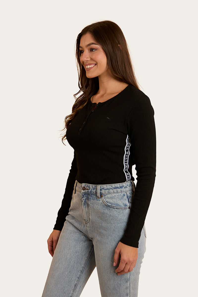 Laila Womens Long Sleeve Rib Top