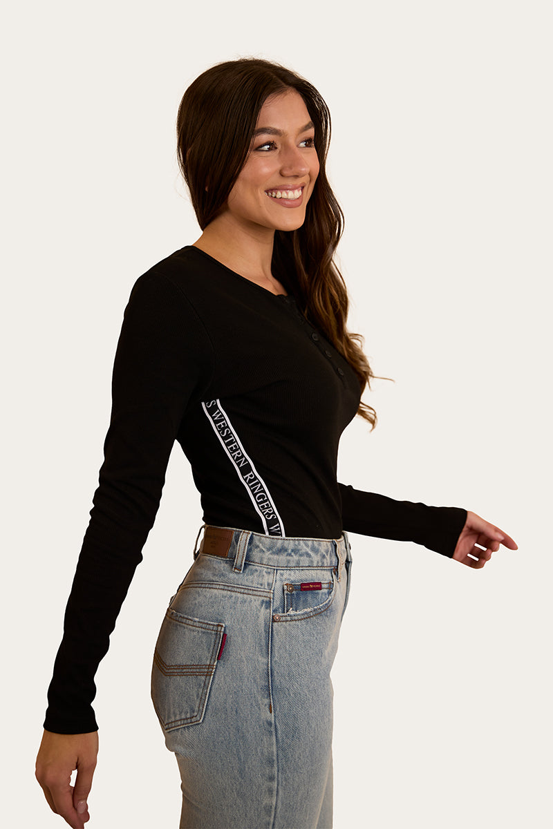 Laila Womens Long Sleeve Rib Top