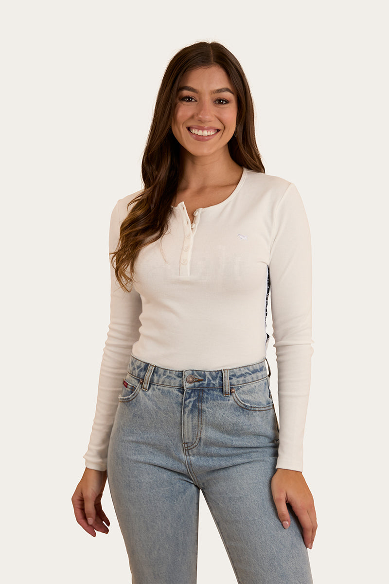 Laila Womens Long Sleeve Rib Top