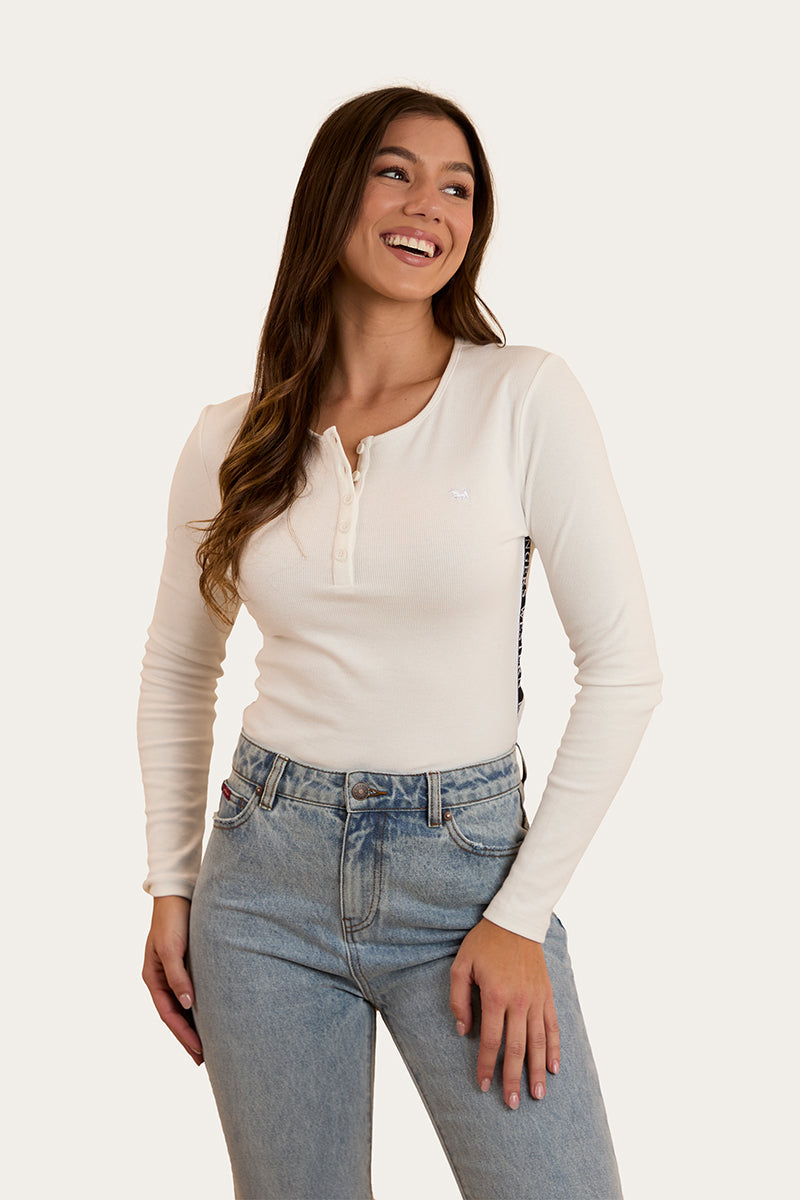 Laila Womens Long Sleeve Rib Top