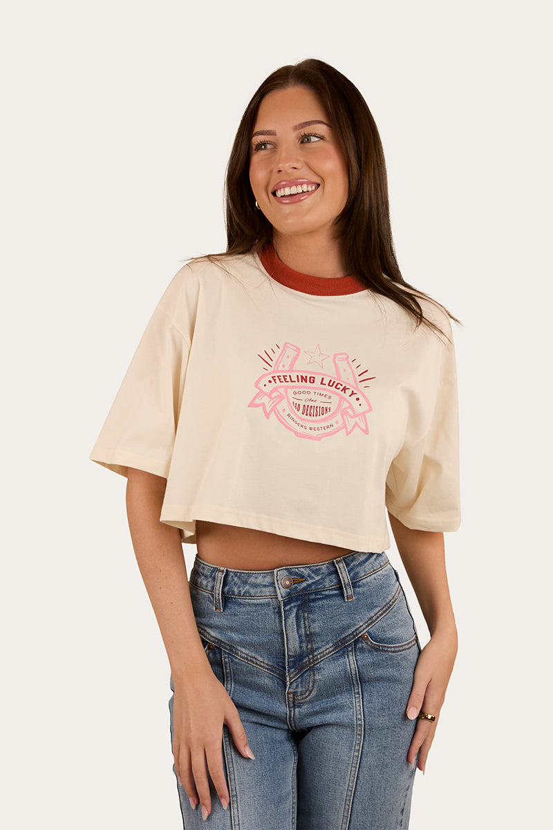Feeling Lucky Cropped Oversized T-Shirt