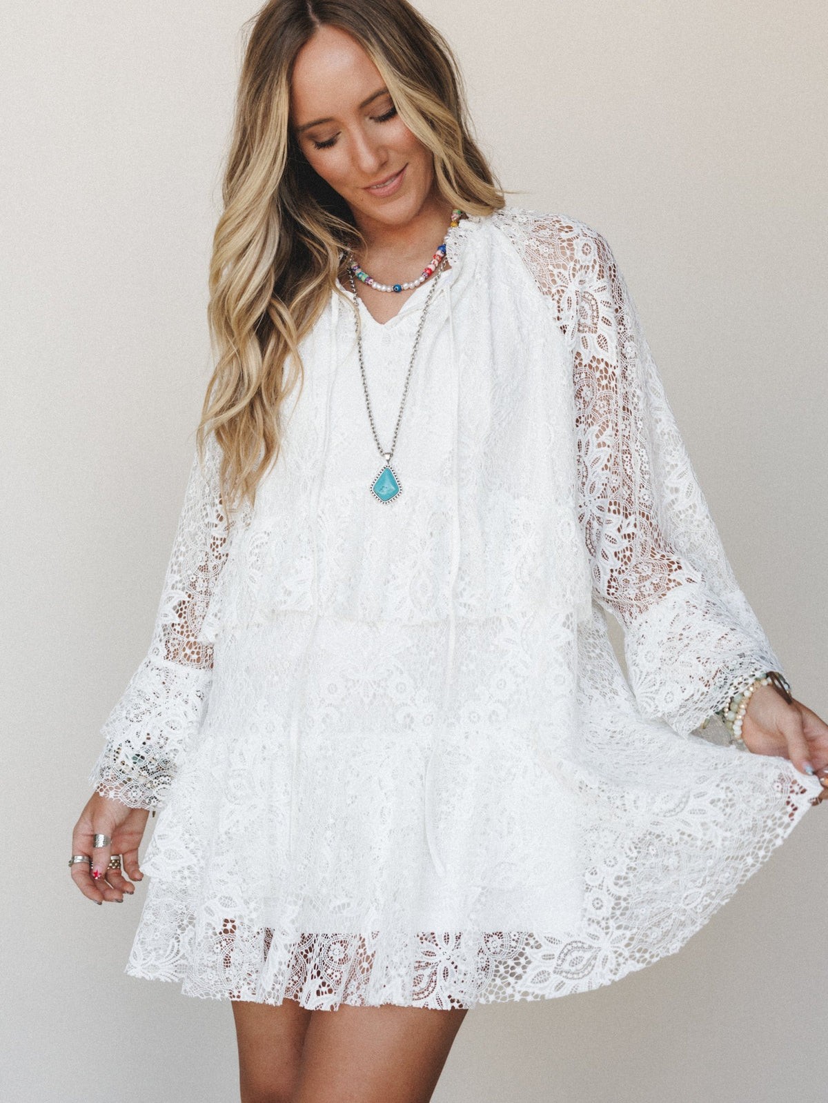 Ocean Rodeo Lace Dress - Off White
