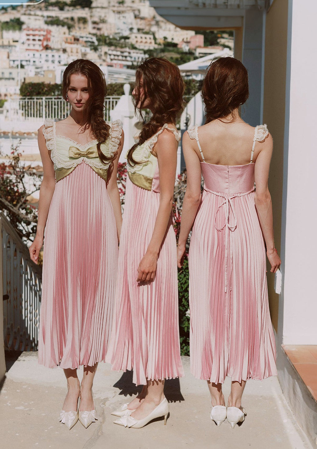 Whimsical Sunlit Blush Pleated Dress