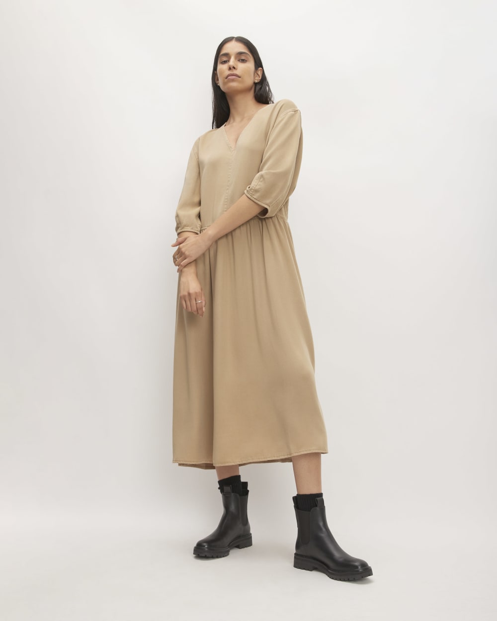 The TENCELåä? Puff-Sleeve Dress | Cornstalk