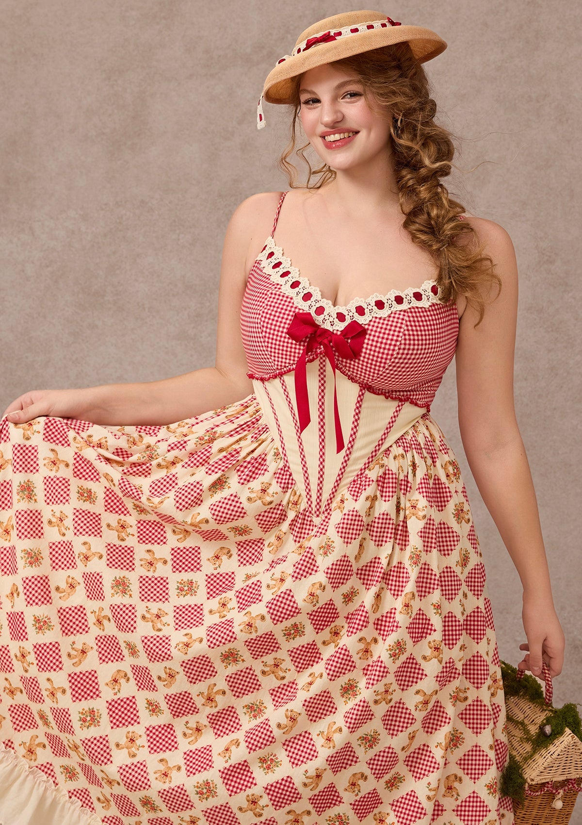 Curve&Plus Picnic with Teddy Dress(Long)