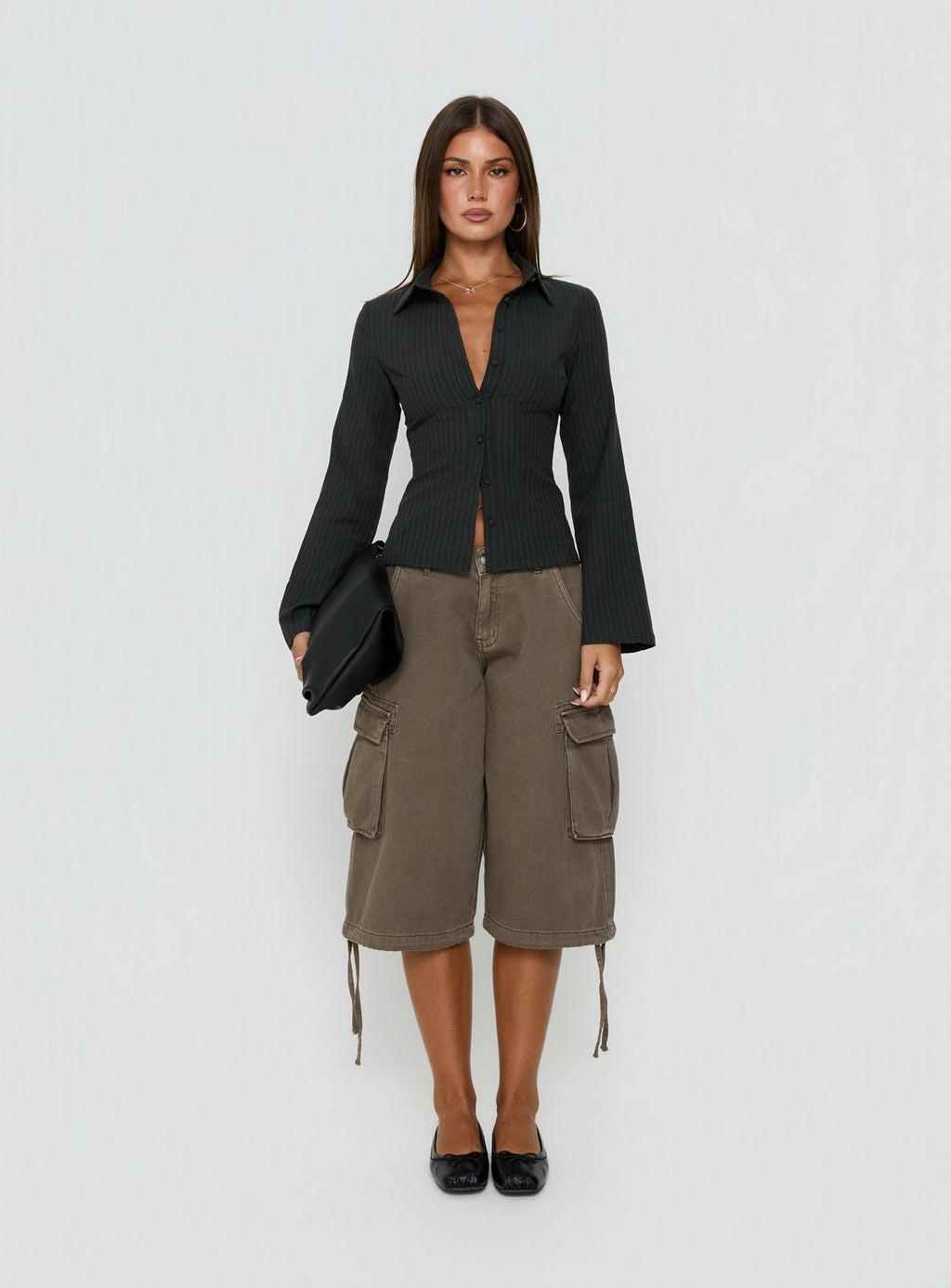 Anni Pinstripe Shirt Black