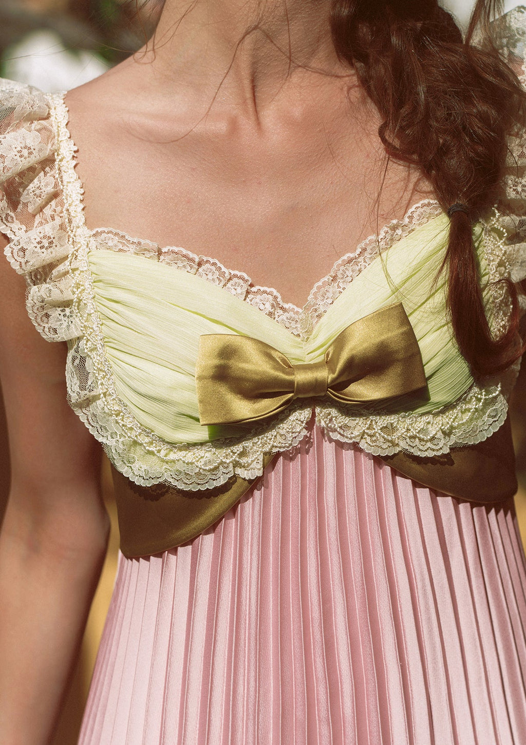 Whimsical Sunlit Blush Pleated Dress