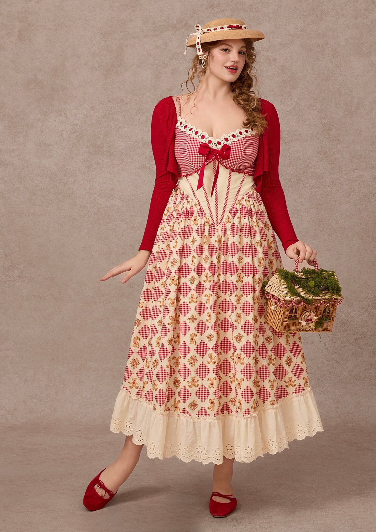 Curve&Plus Picnic with Teddy Dress(Long)