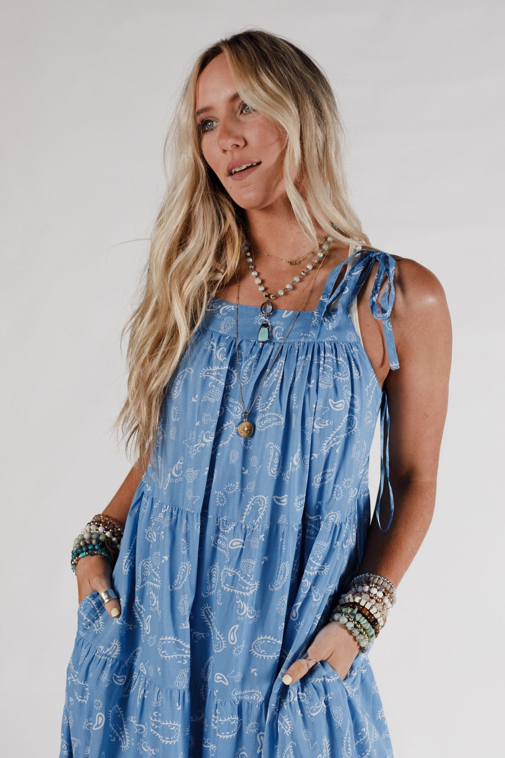 Golden Meadow Maxi Dress - Blue