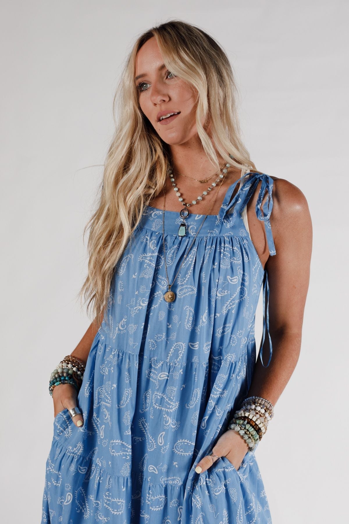 Golden Meadow Maxi Dress - Blue