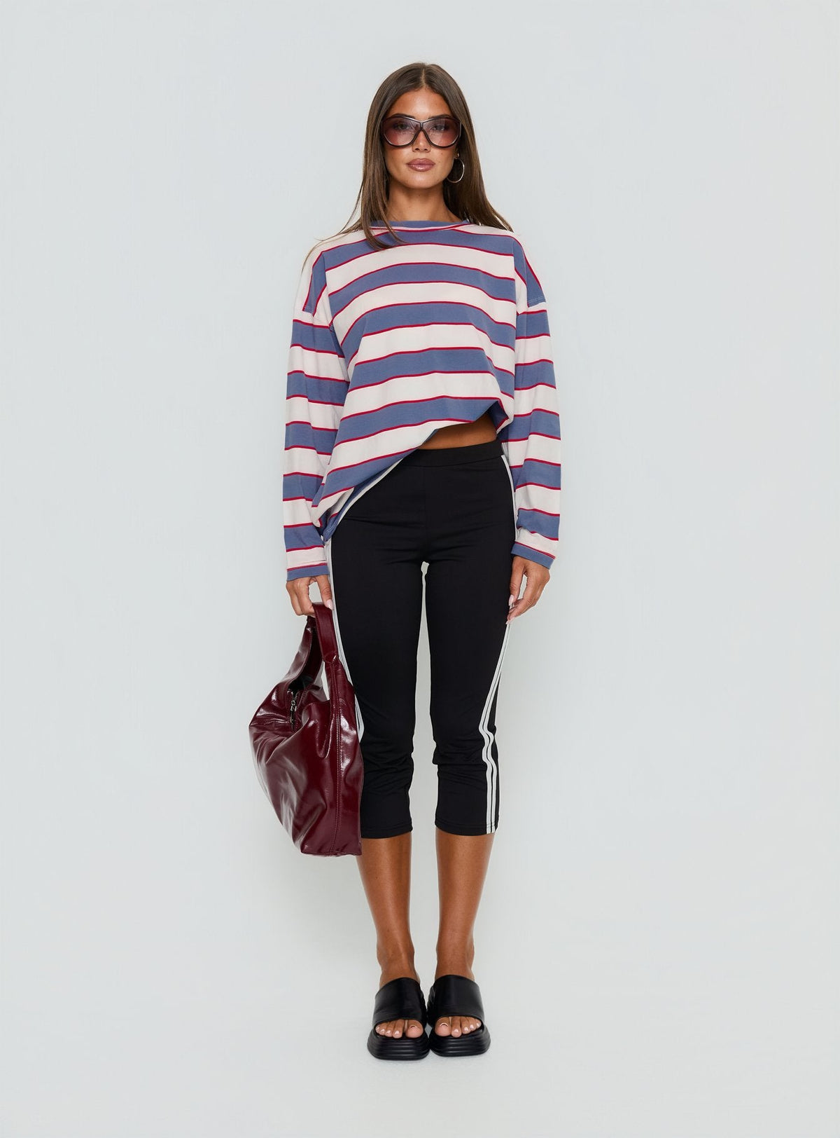 Horizon Long Sleeve Top Dusty Blue Stripe
