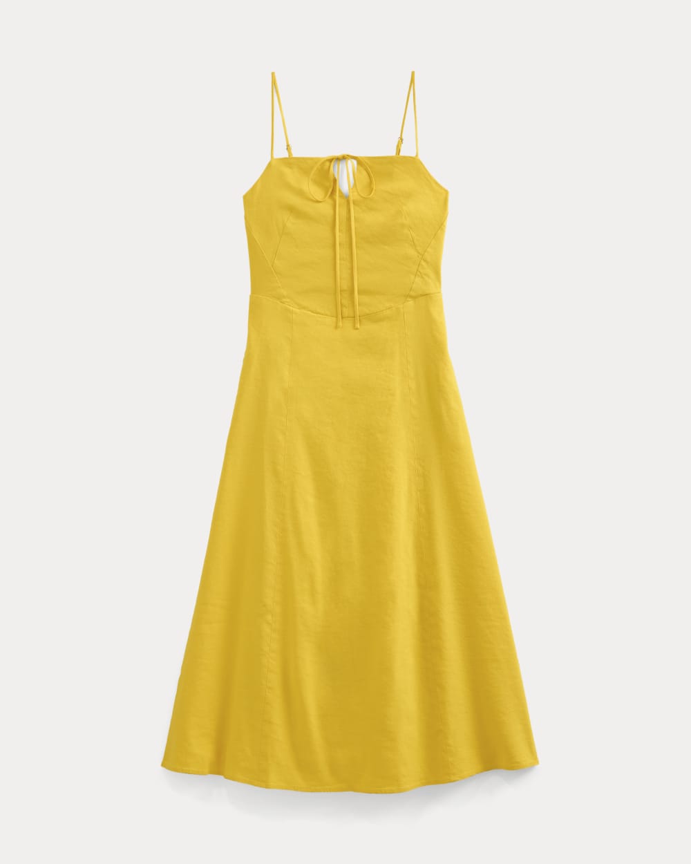 Tie-Neck Dress in Stretch Linen | Passion Fruit