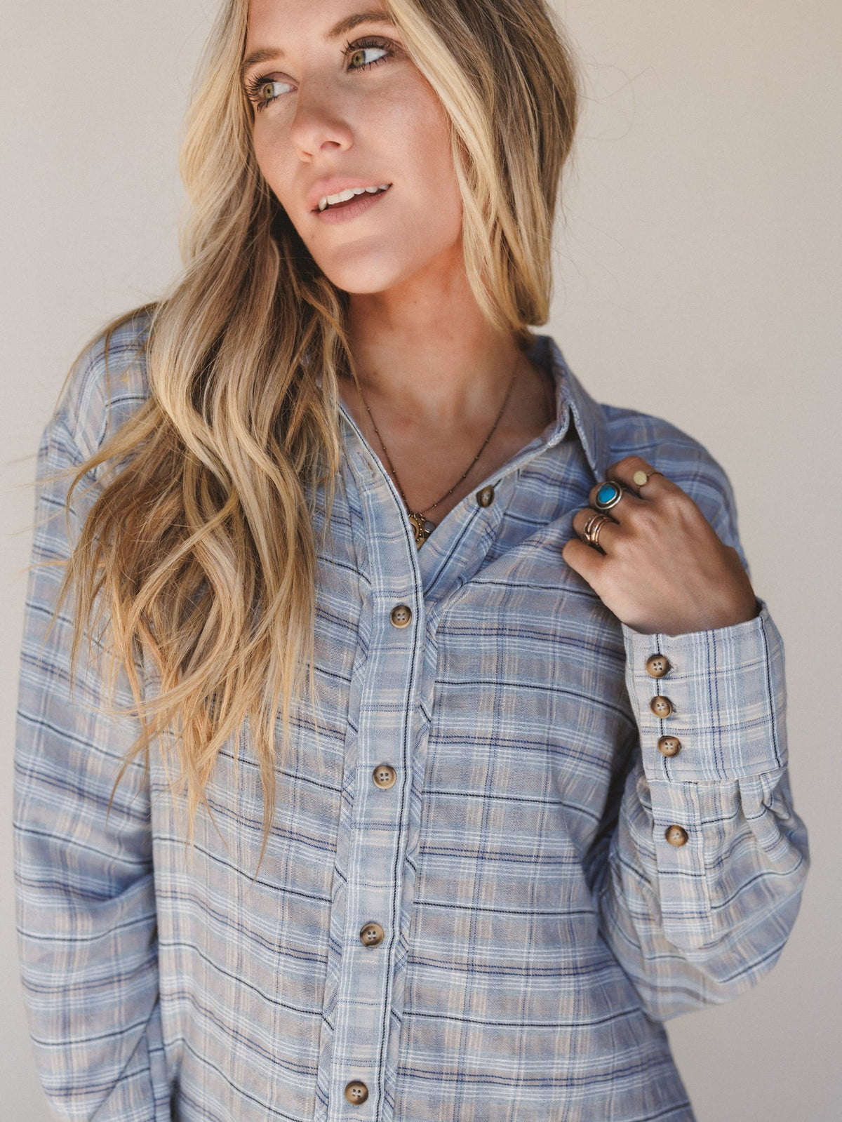 Perfectly Prairie Blouse - Gray Blue