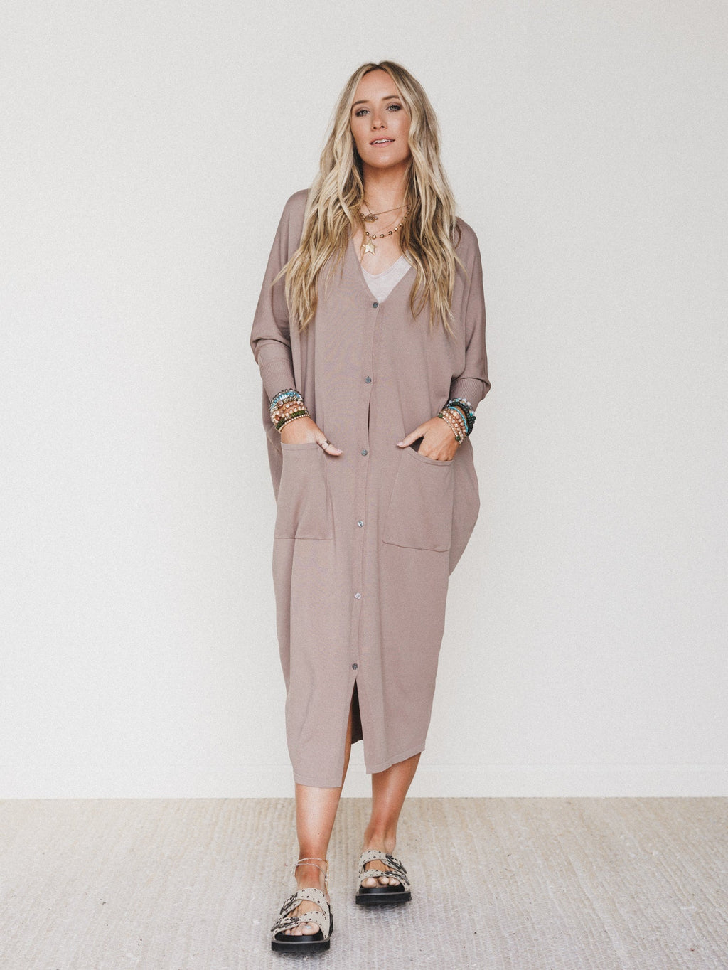 Harper Duster Dress - Mushroom