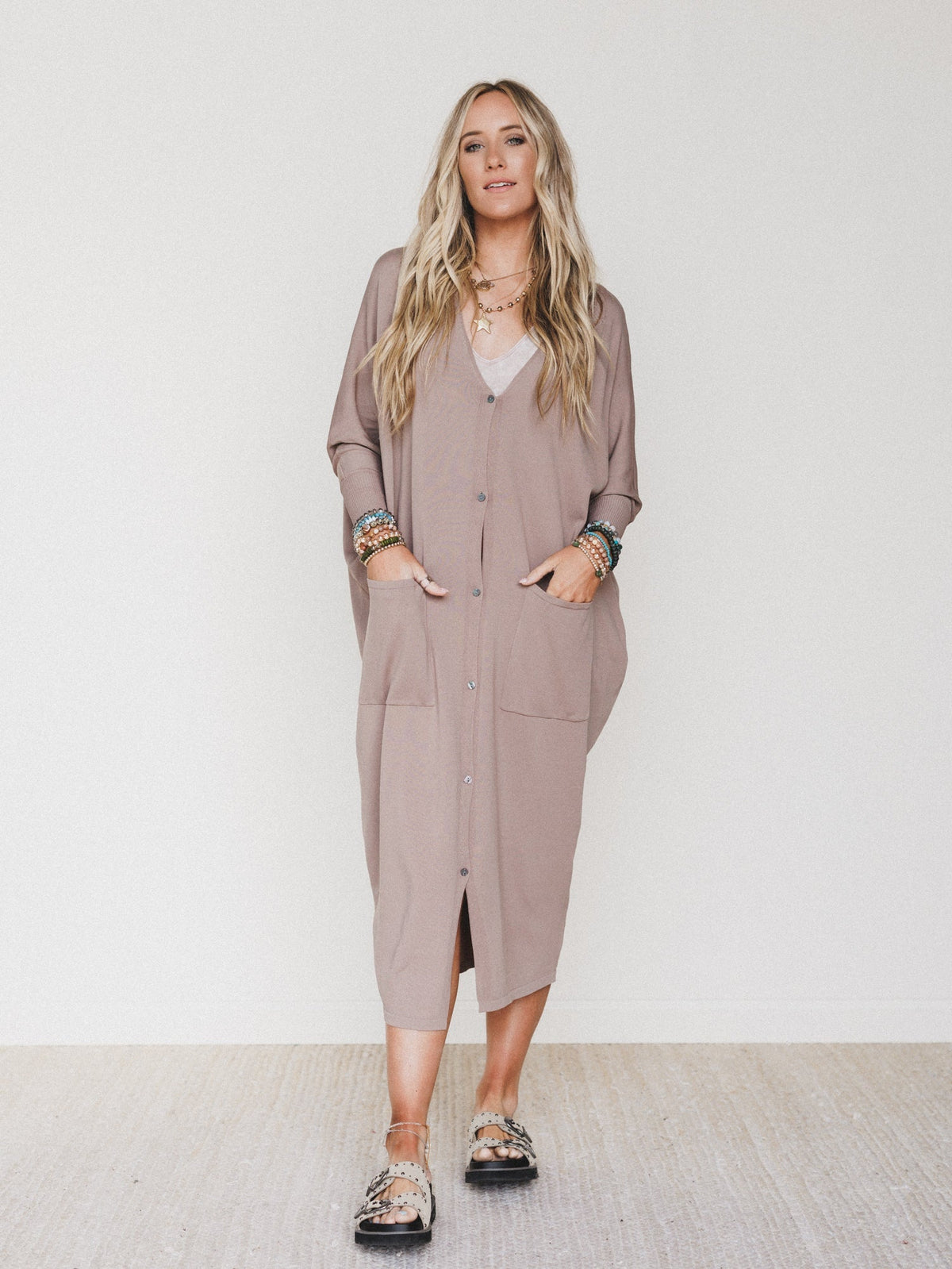 Harper Duster Dress - Mushroom