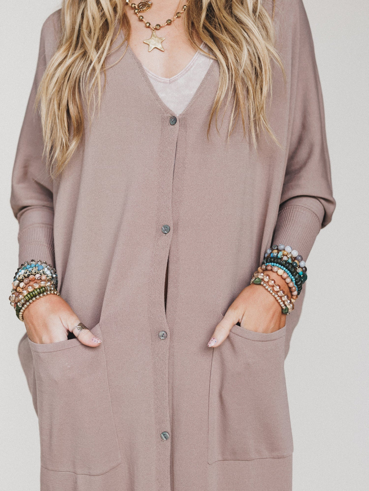 Harper Duster Dress - Mushroom