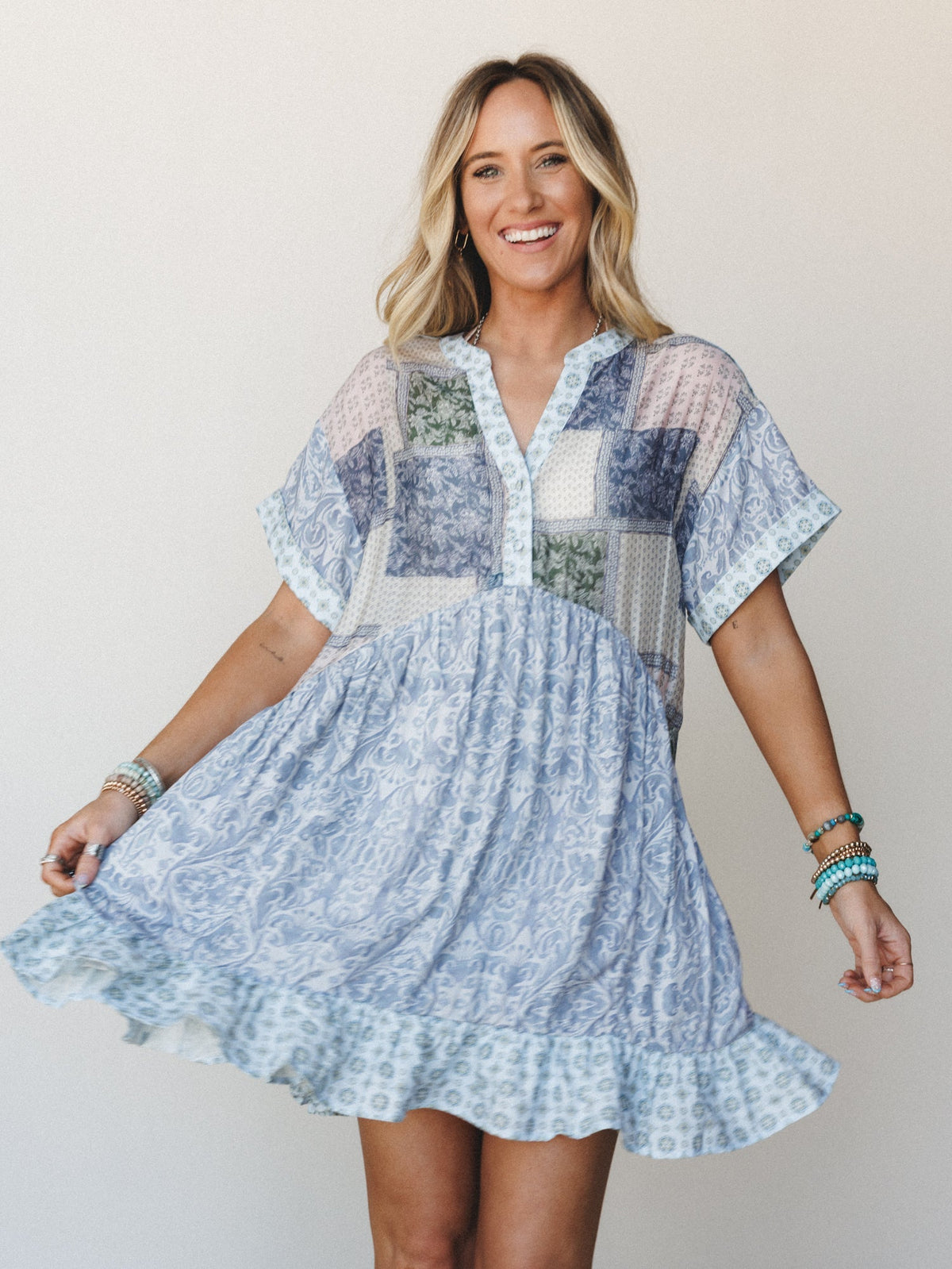 Blossom Caravan Dress - Blue Combo