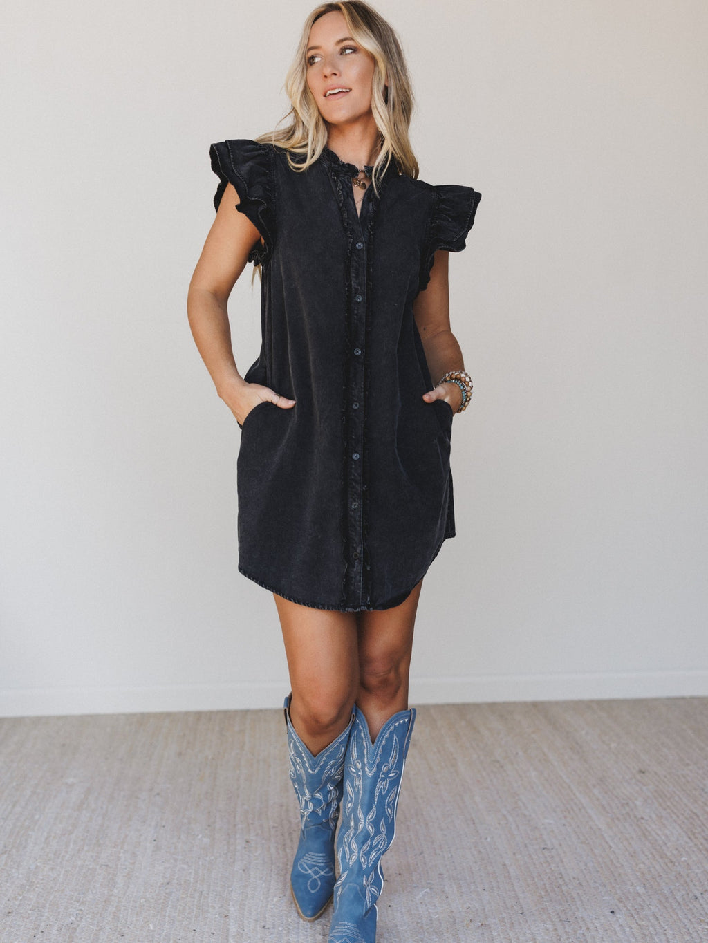 Ruffle Darling Dress  - Black