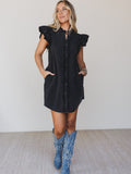 Ruffle Darling Dress  - Black