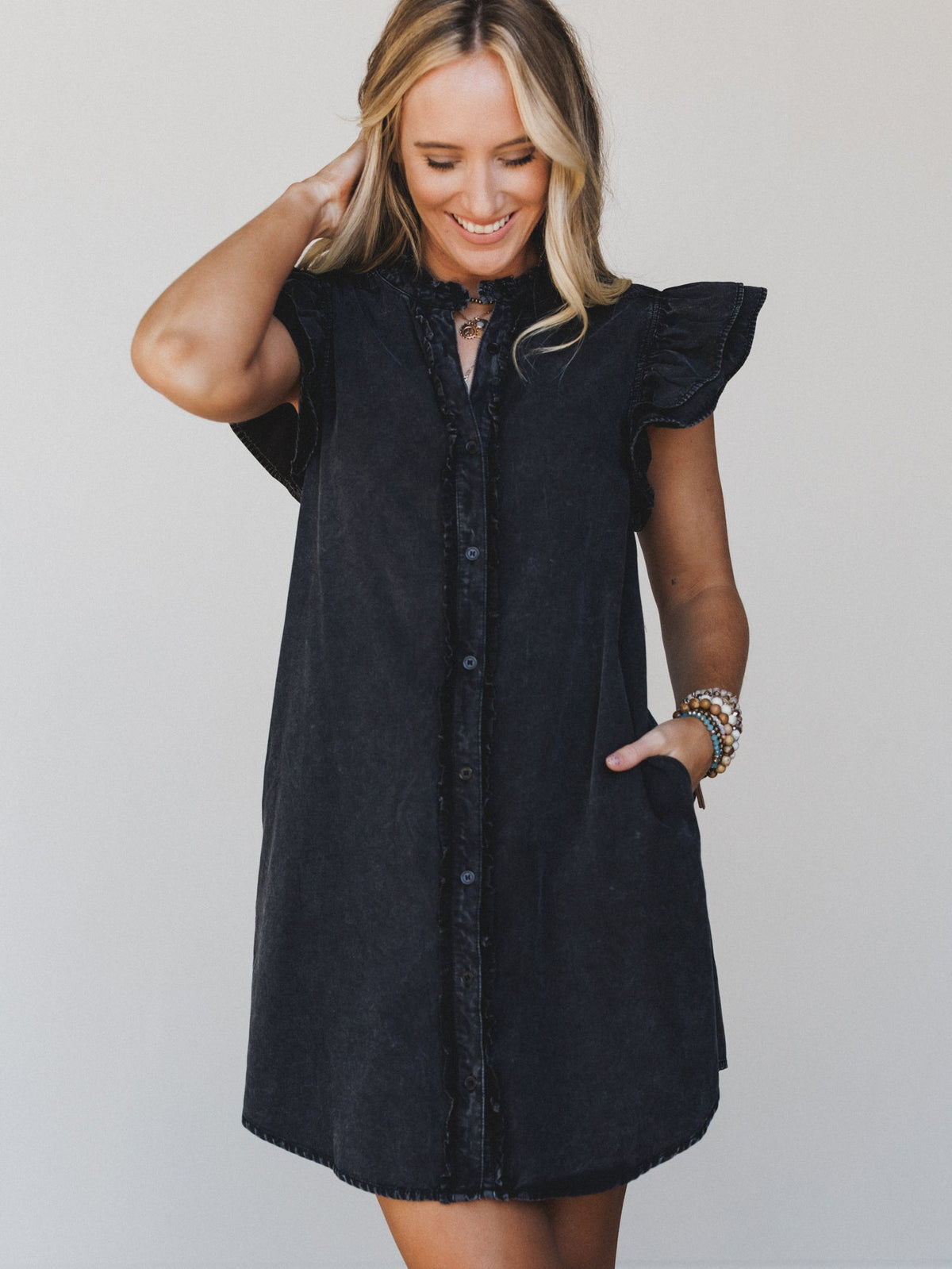 Ruffle Darling Dress  - Black