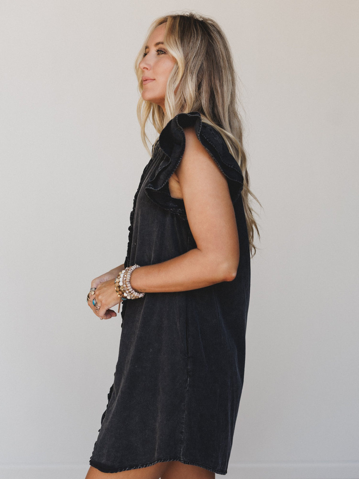 Ruffle Darling Dress  - Black