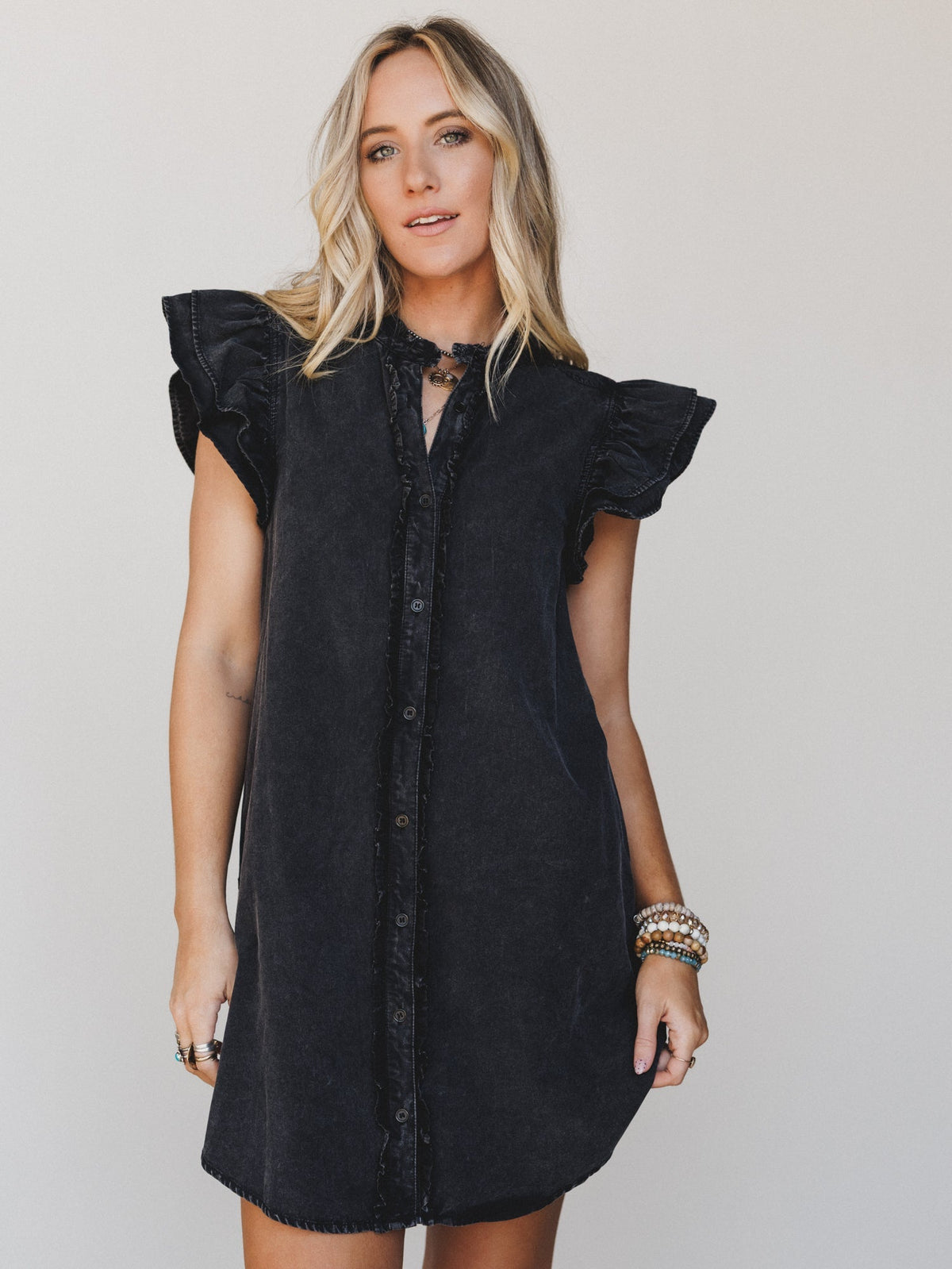 Ruffle Darling Dress  - Black
