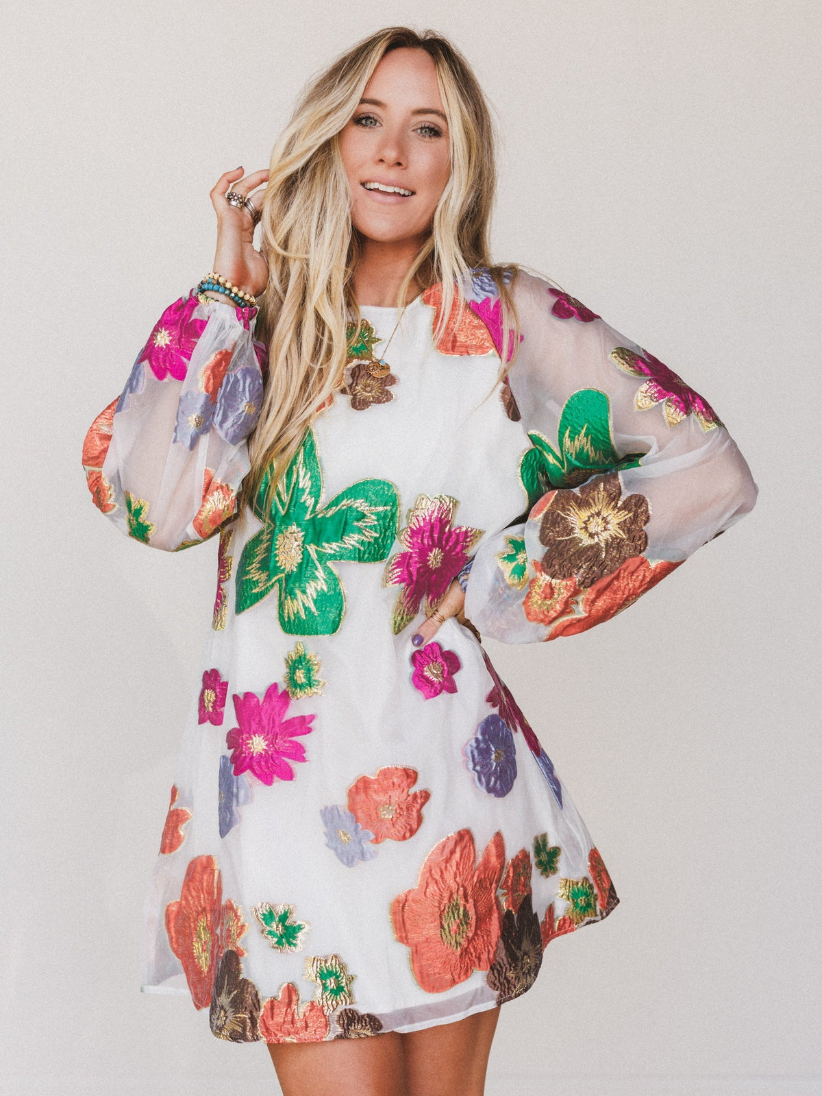 Ballad Sky Floral Dress - Cream