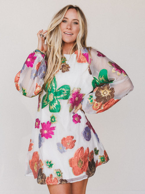 Ballad Sky Floral Dress - Cream