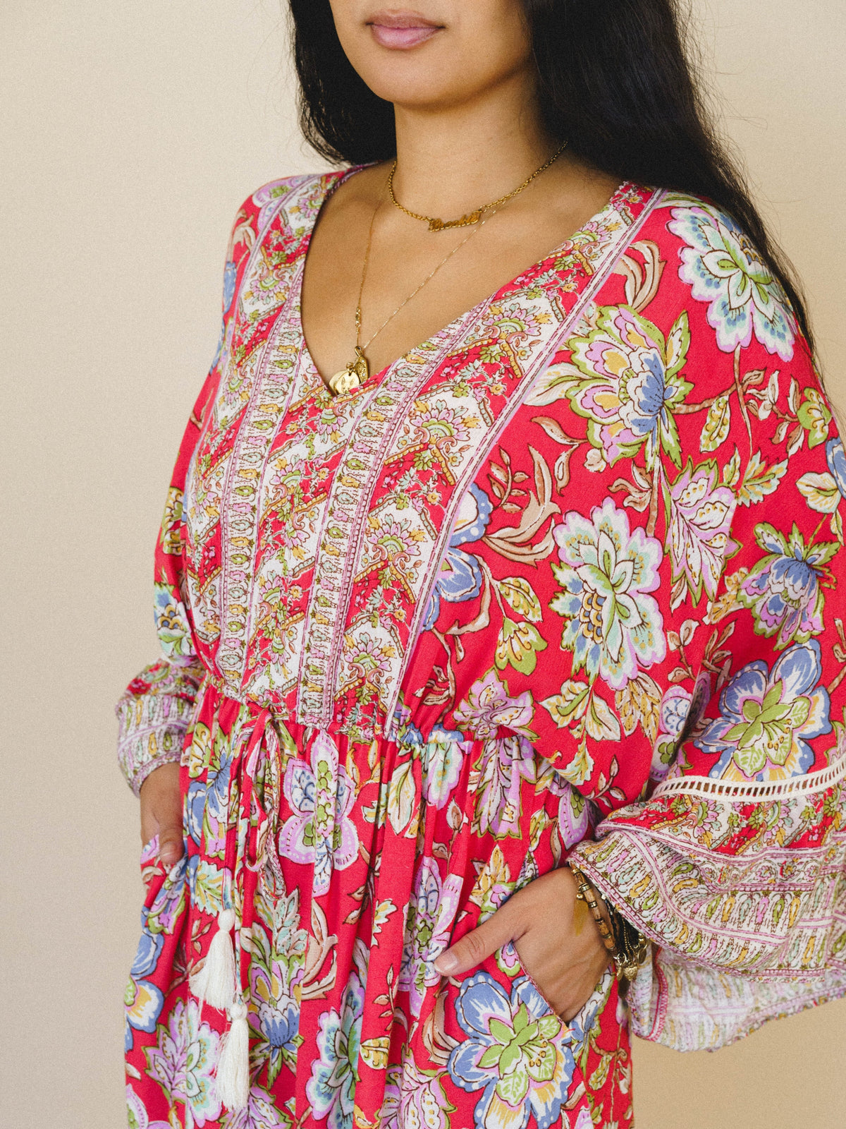 Dreamy Doll Printed Dress - Coral